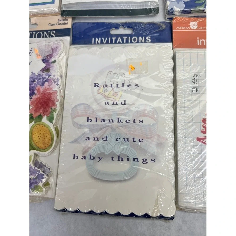 Vintage Greeting Card Lot Invitations Thank You Baby Bridal Shower  11pk